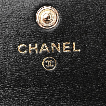 Chanel Lambskin Quilted Camellia Card Holder On Chain Black 6 of 12