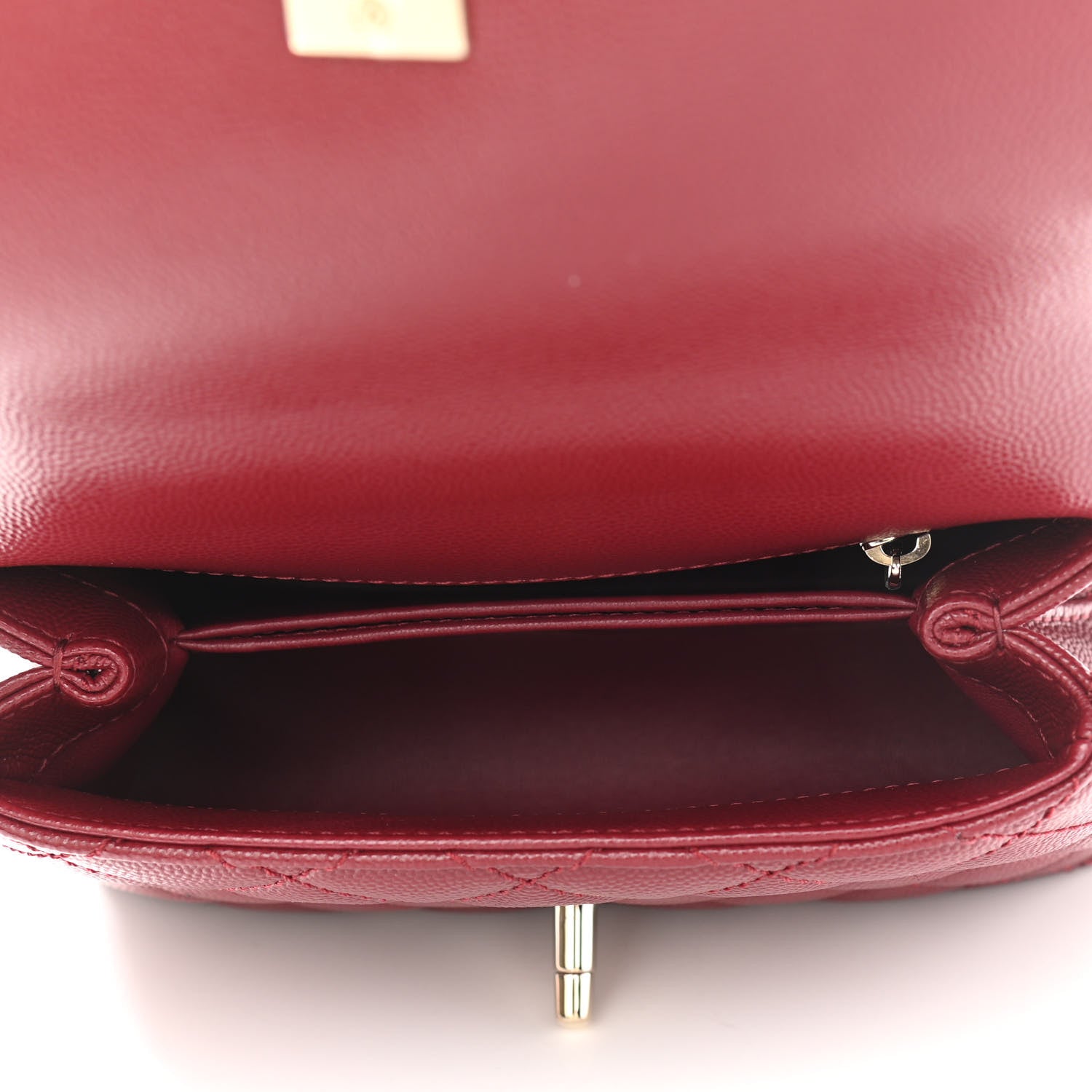 Chanel Caviar Quilted Lizard Embossed Extra Mini Coco Handle Flap Burgundy 4 of 10