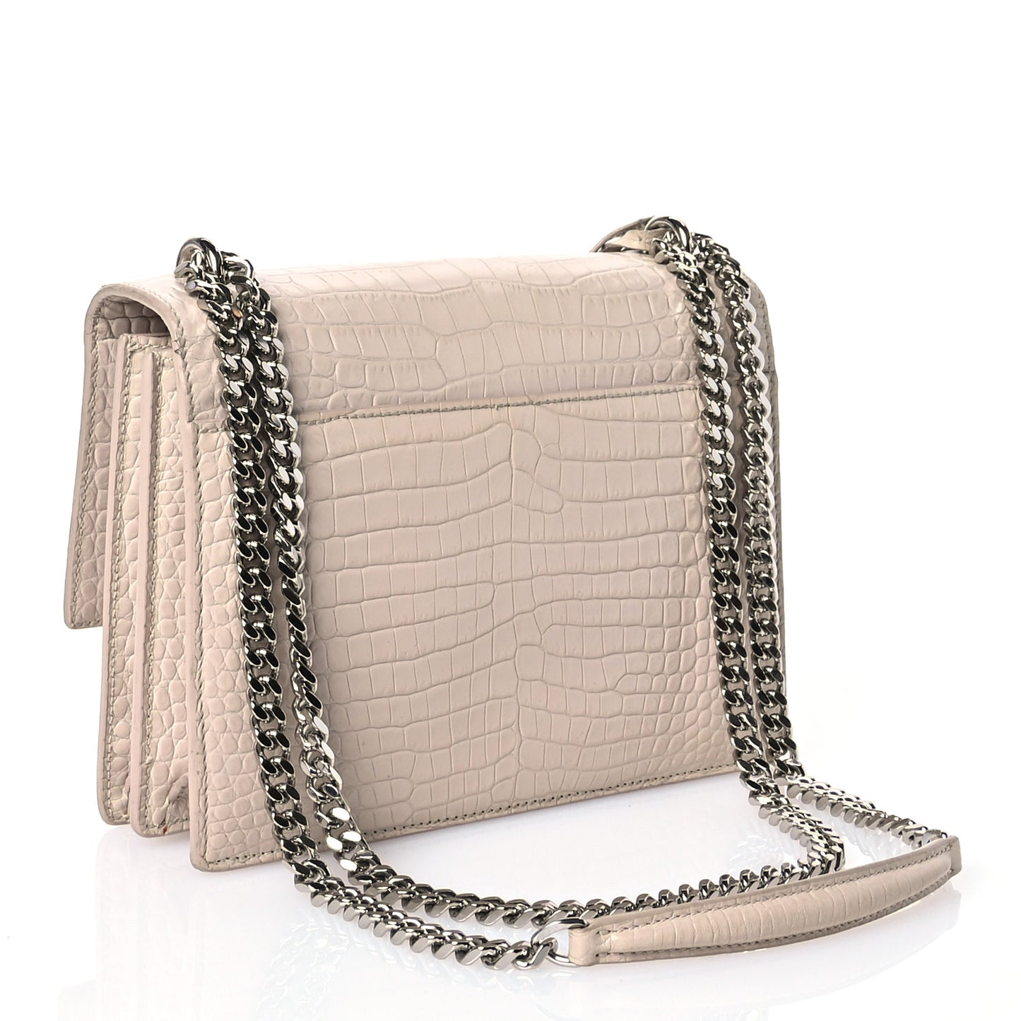 Calfskin Crocodile Embossed Medium Monogram Sunset Dark Beige