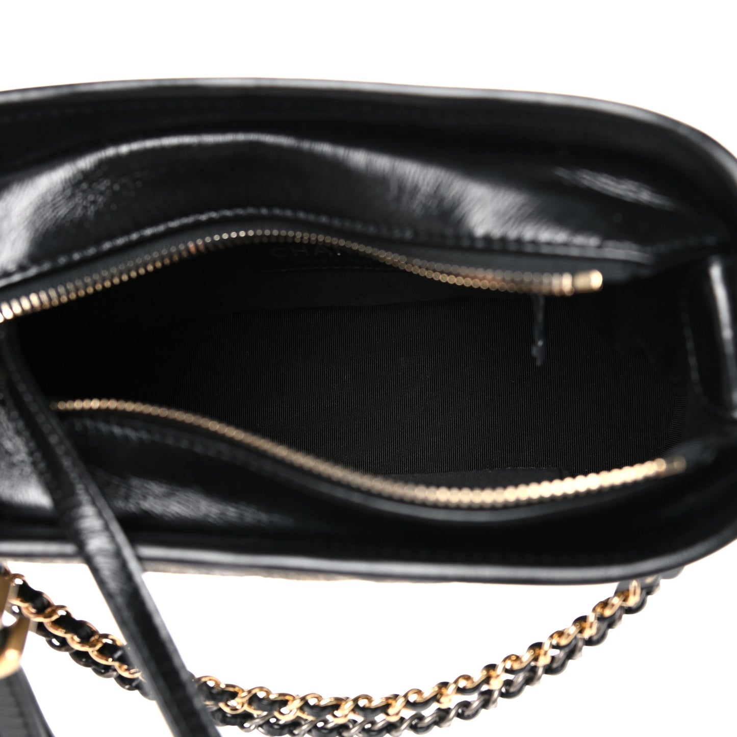 Metallic Crumpled Goatskin Quilted Small Gabrielle Hobo Black Gold