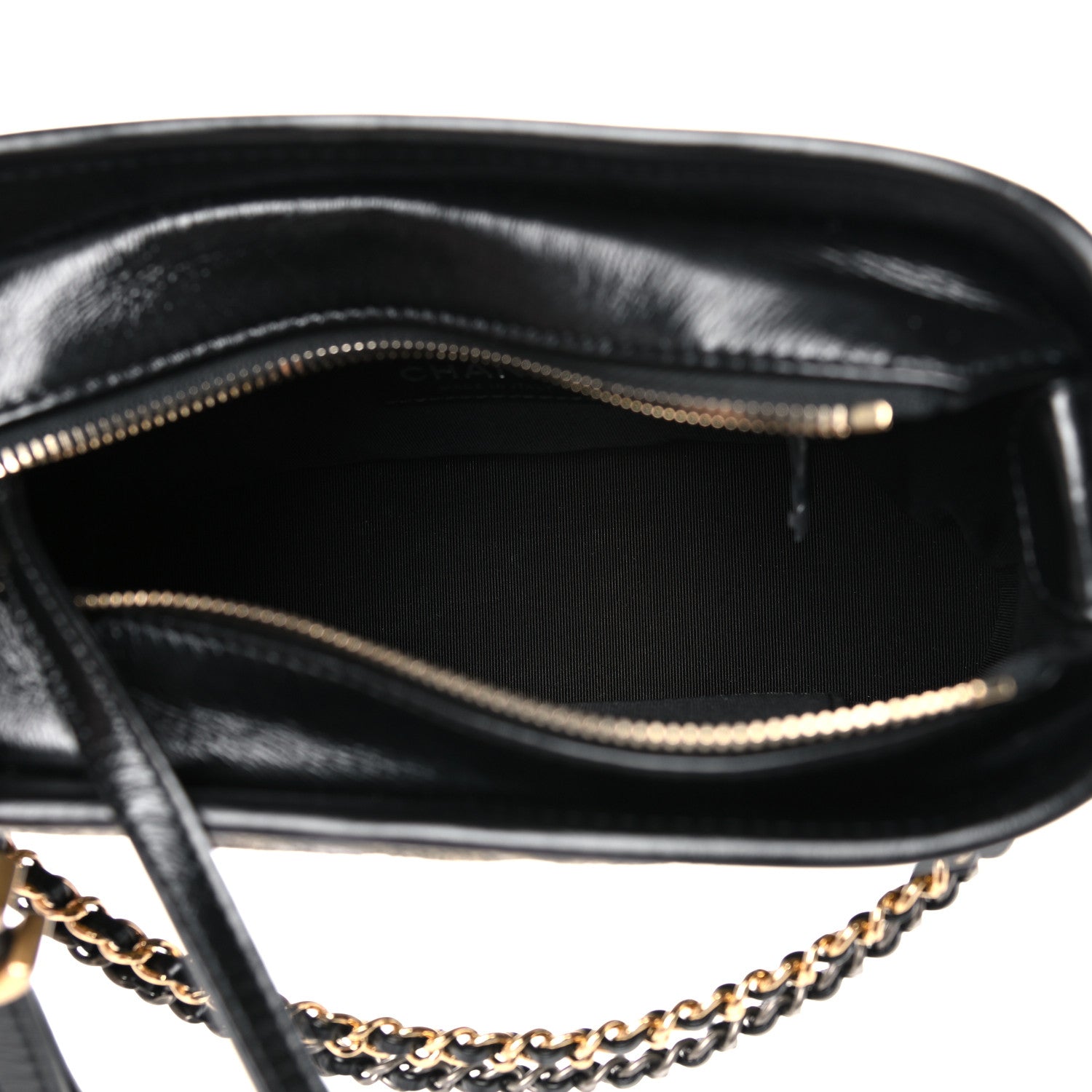 Chanel Metallic Crumpled Goatskin Quilted Small Gabrielle Hobo Black Gold 5 of 11