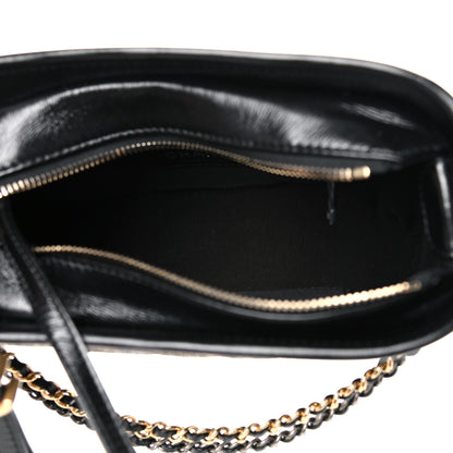 Chanel Metallic Crumpled Goatskin Quilted Small Gabrielle Hobo Black Gold 5 of 11