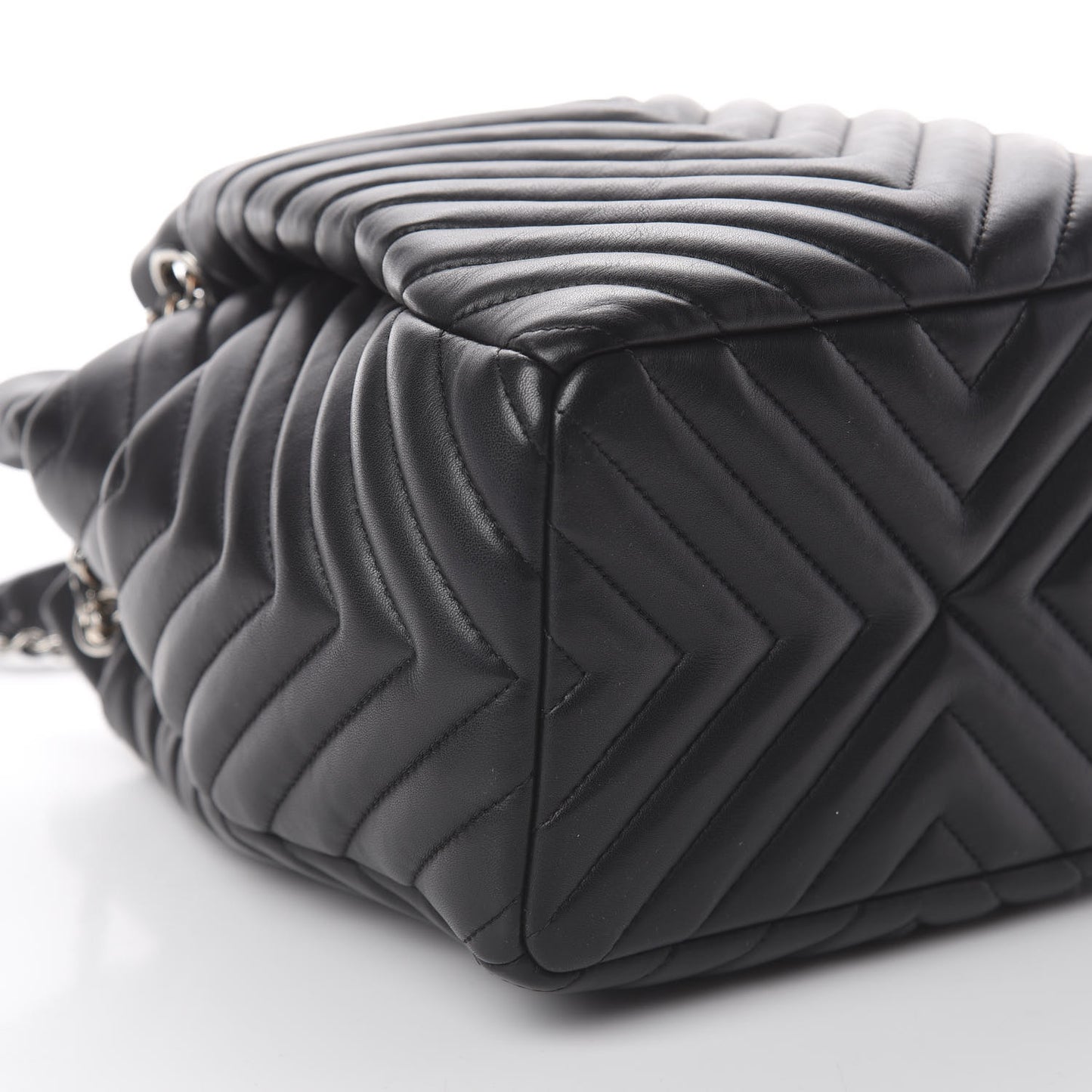Lambskin Chevron Small Urban Spirit Drawstring Bag Black