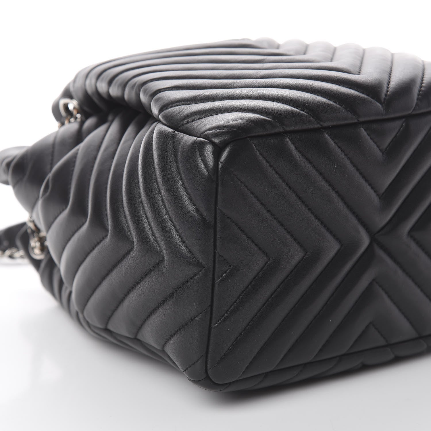 Chanel Lambskin Chevron Small Urban Spirit Drawstring Bag Black 5 of 9