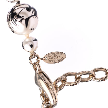 Chanel Pearl CC Graffiti Short Necklace Black Gold 5 of 5