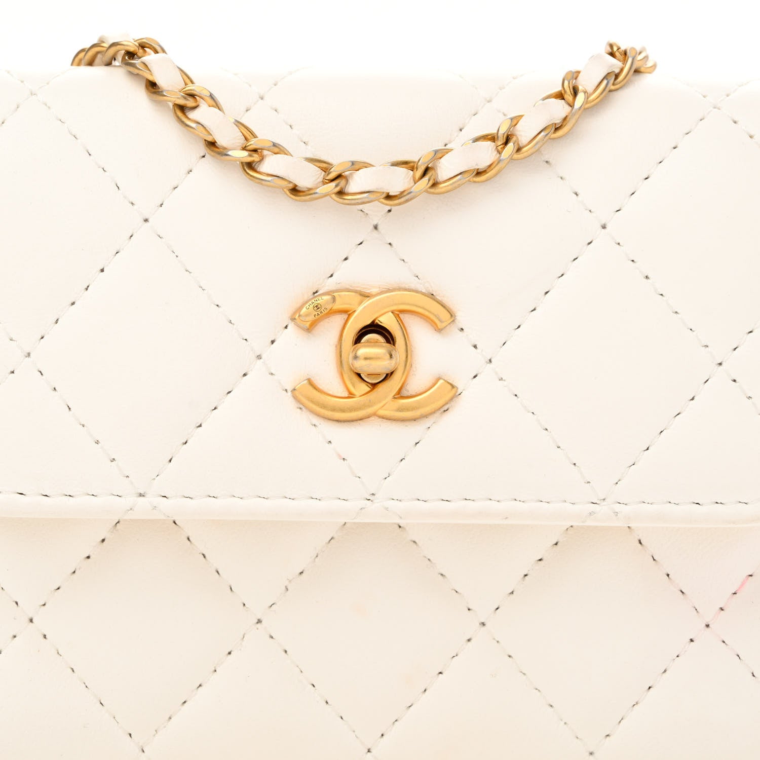 Chanel Lambskin Quilted Pearl Crush Clutch With Chain White 9 of 13
