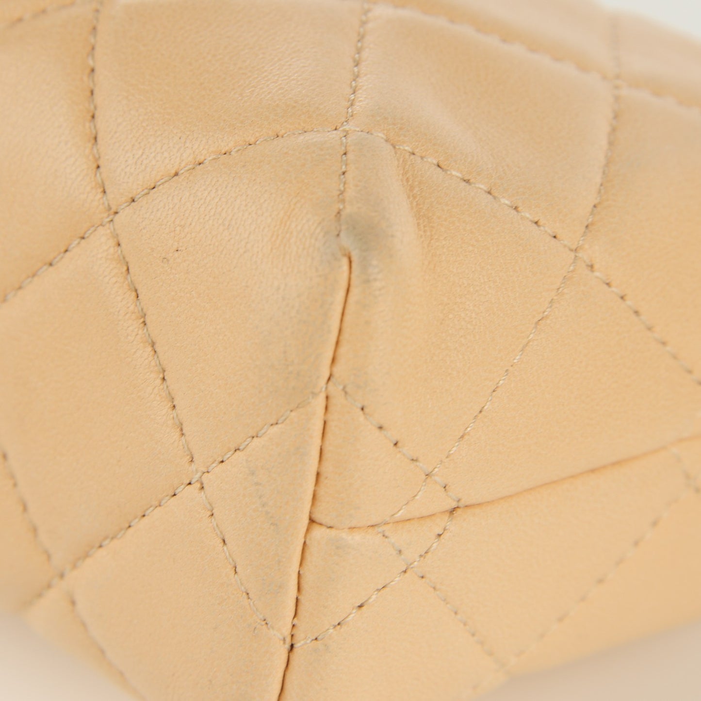 Lambskin Quilted Cosmetic Case Beige