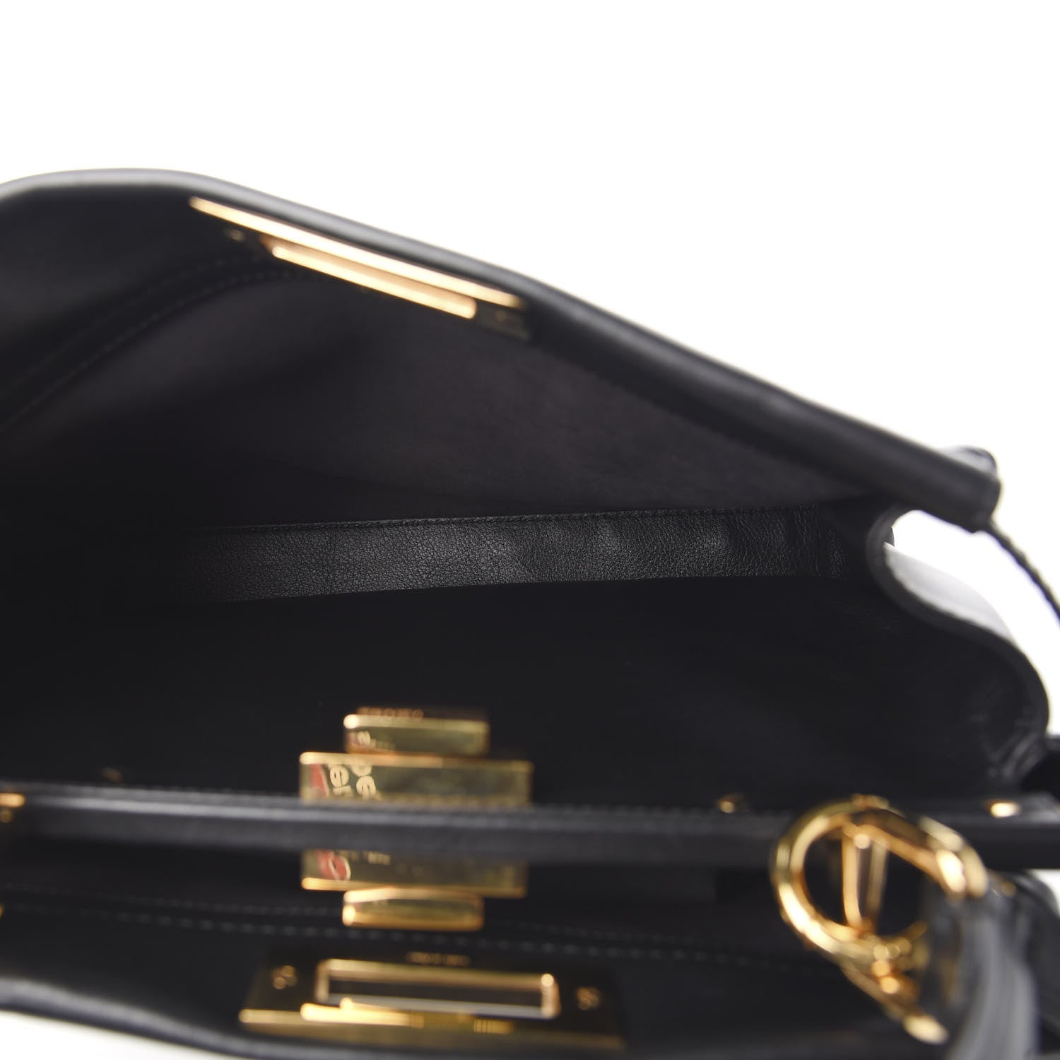 Fendi Vitello Seta Lace Up Medium Peekaboo Iconic Satchel Black 4 of 9