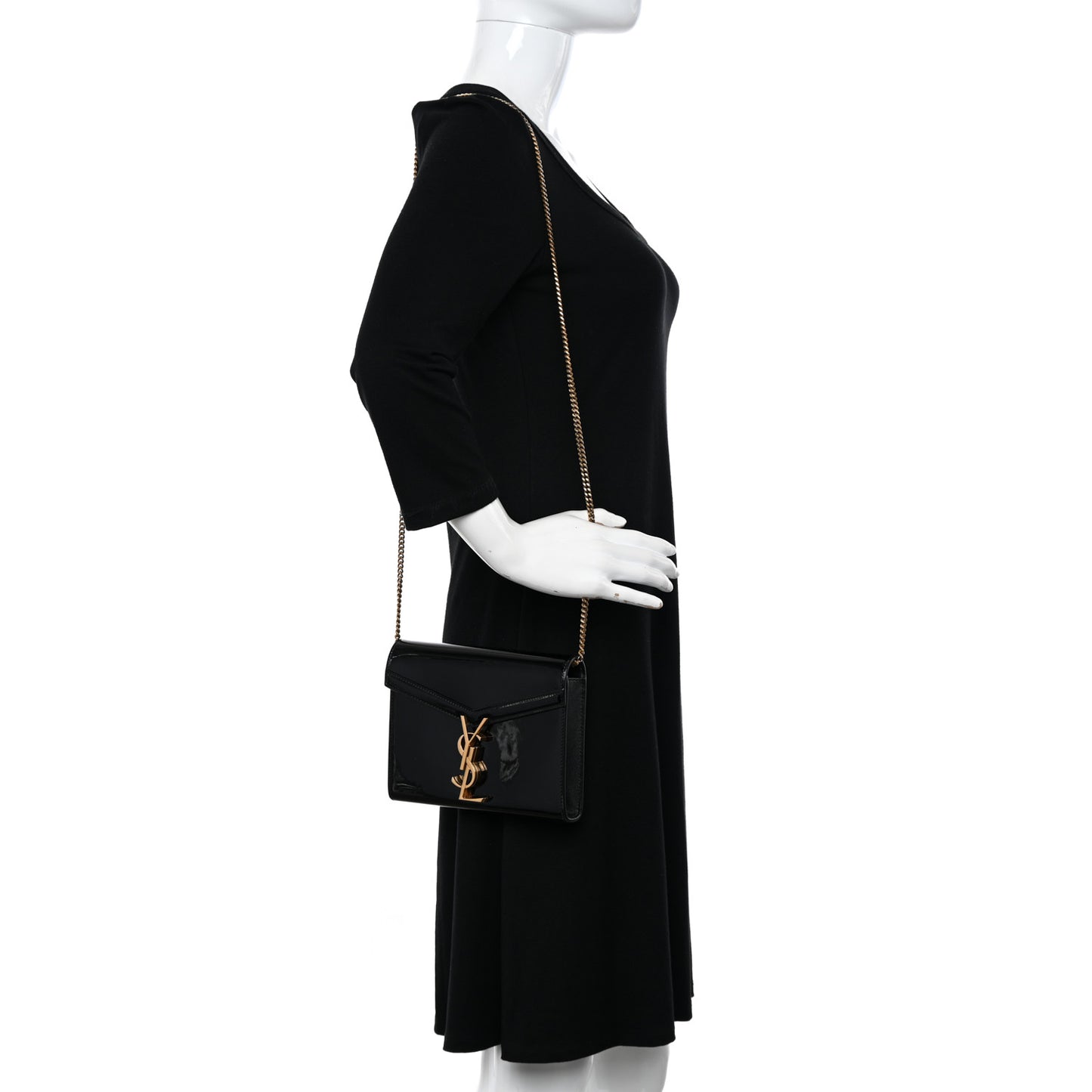 Patent Monogram Cassandra Chain Wallet Black