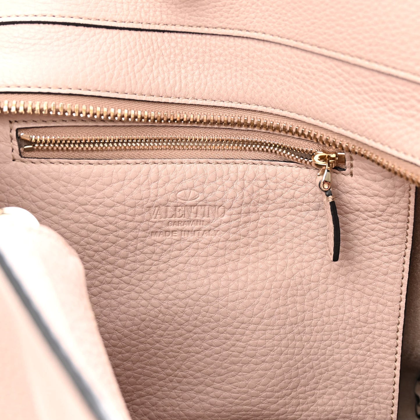 Grained Calfskin Rockstud Double Handle Tote Poudre