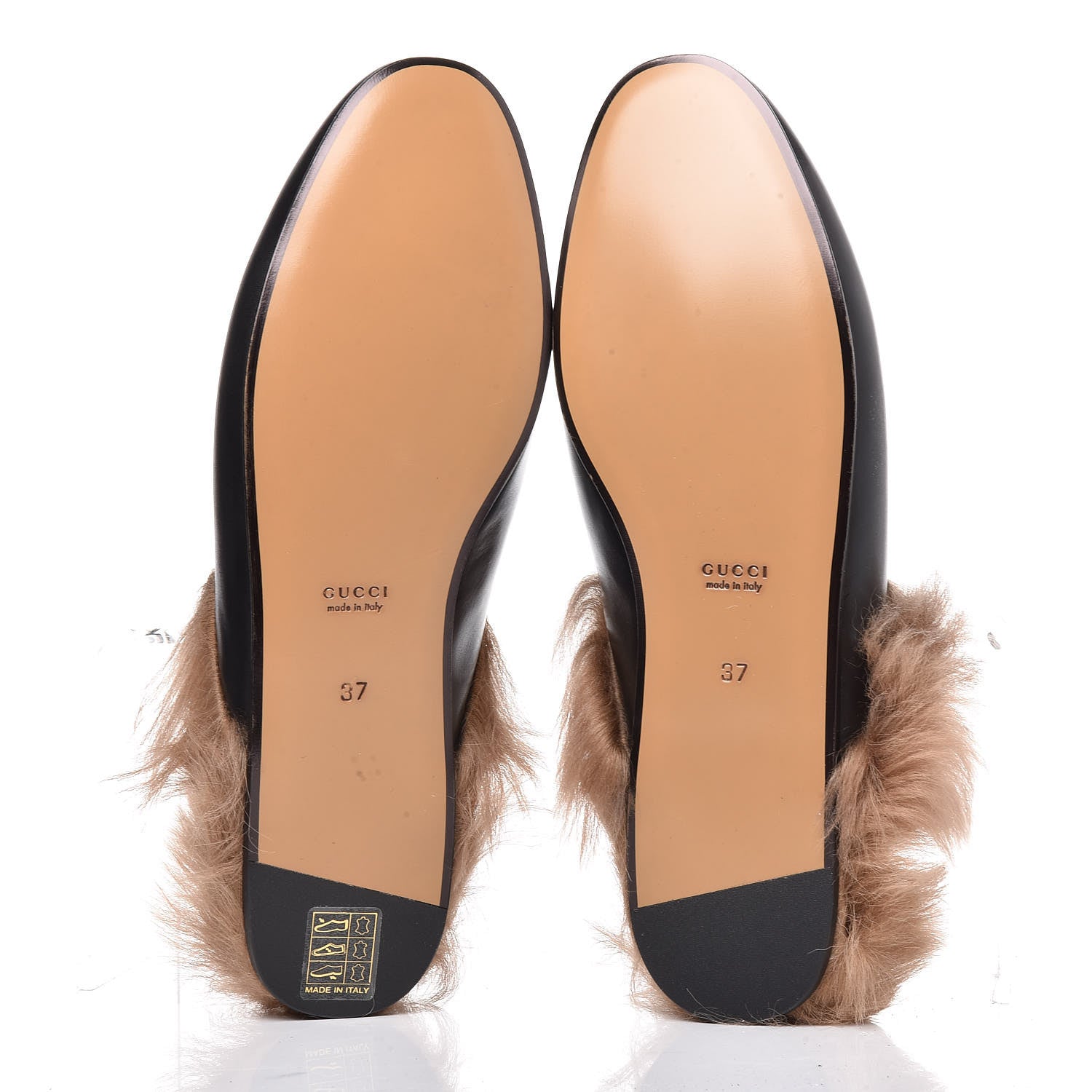 Gucci Calfskin Fur Womens Princetown Slippers 37 Black 6 of 9