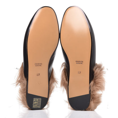 Gucci Calfskin Fur Womens Princetown Slippers 37 Black 6 of 9