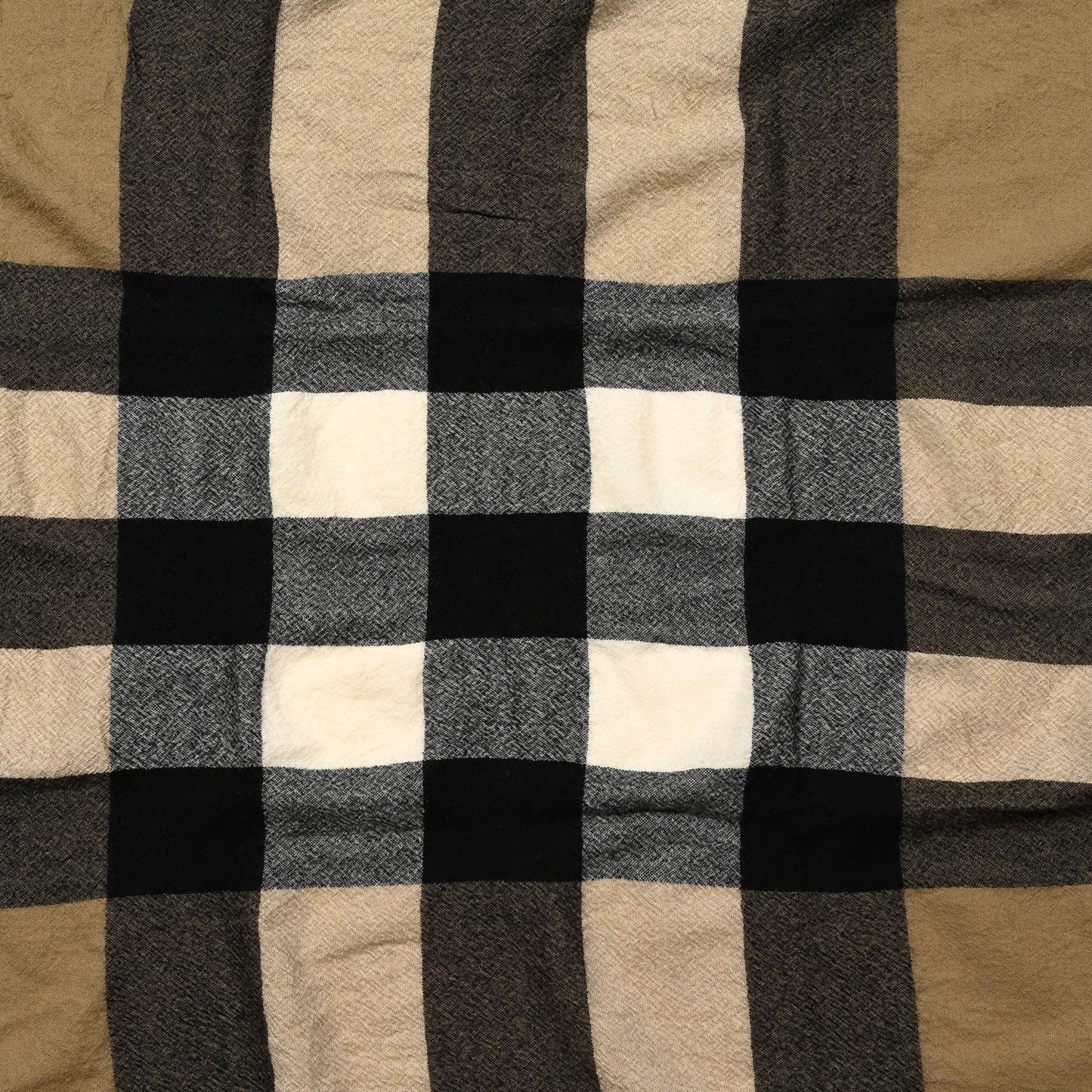Merino Wool House Check Square Scarf Brown
