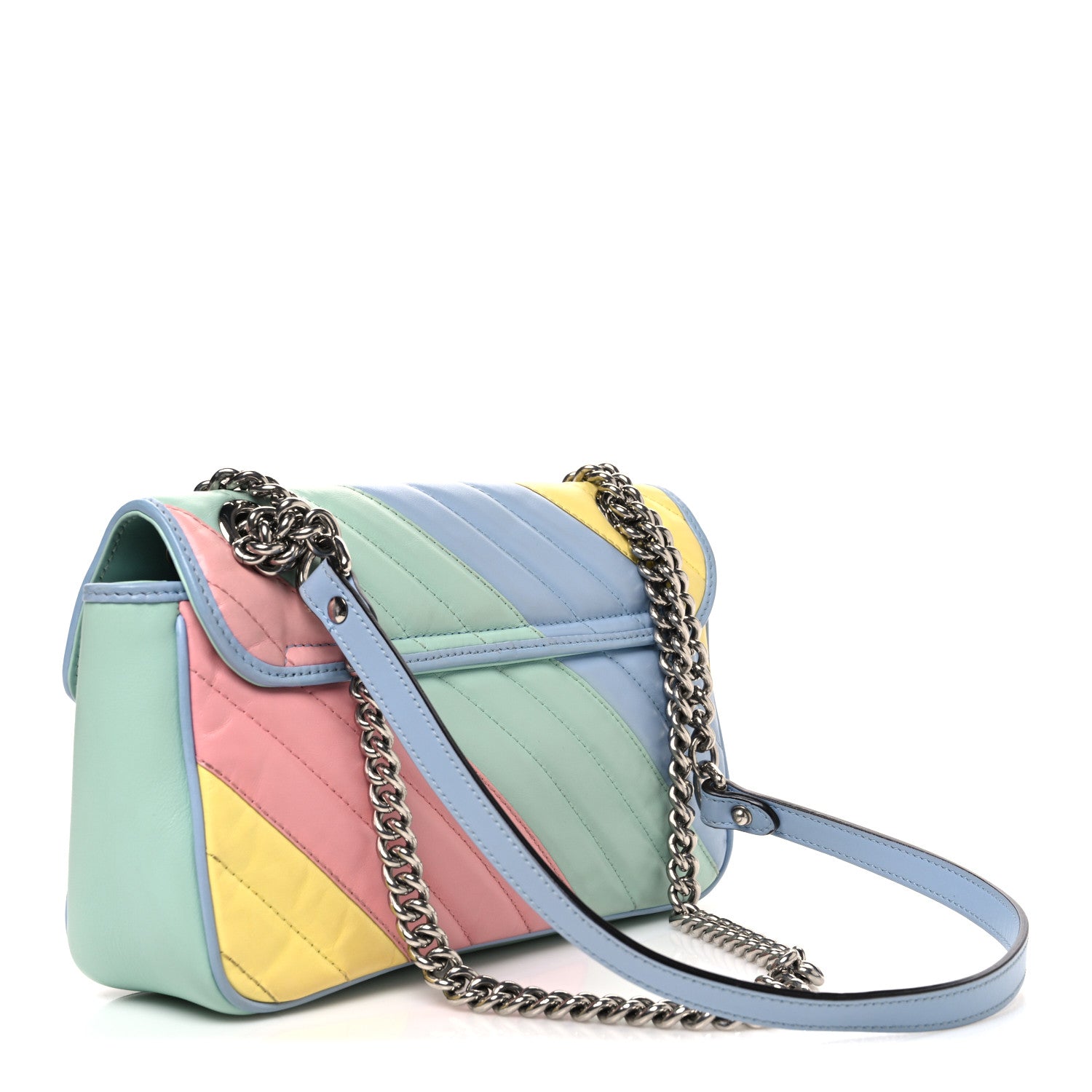 Gucci Calfskin Matelasse Diagonal Small GG Marmont Shoulder Bag Multicolor Pastel 3 of 10