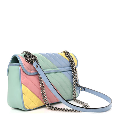 Gucci Calfskin Matelasse Diagonal Small GG Marmont Shoulder Bag Multicolor Pastel 3 of 10