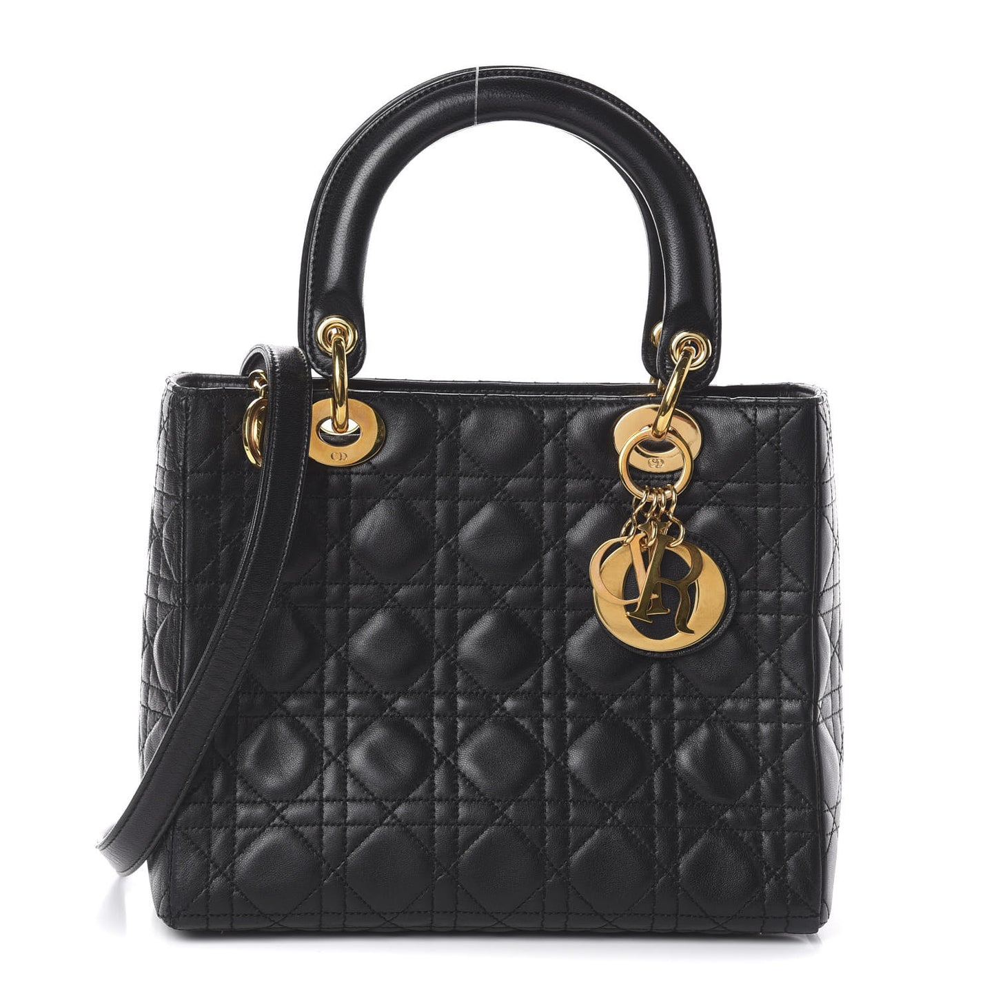 Lambskin Cannage Medium Lady Dior Black