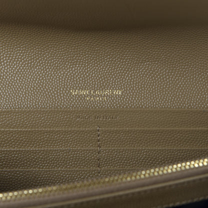 Saint Laurent Grain De Poudre Matelasse Chevron Monogram Flap Wallet Deep Beige 8 of 9