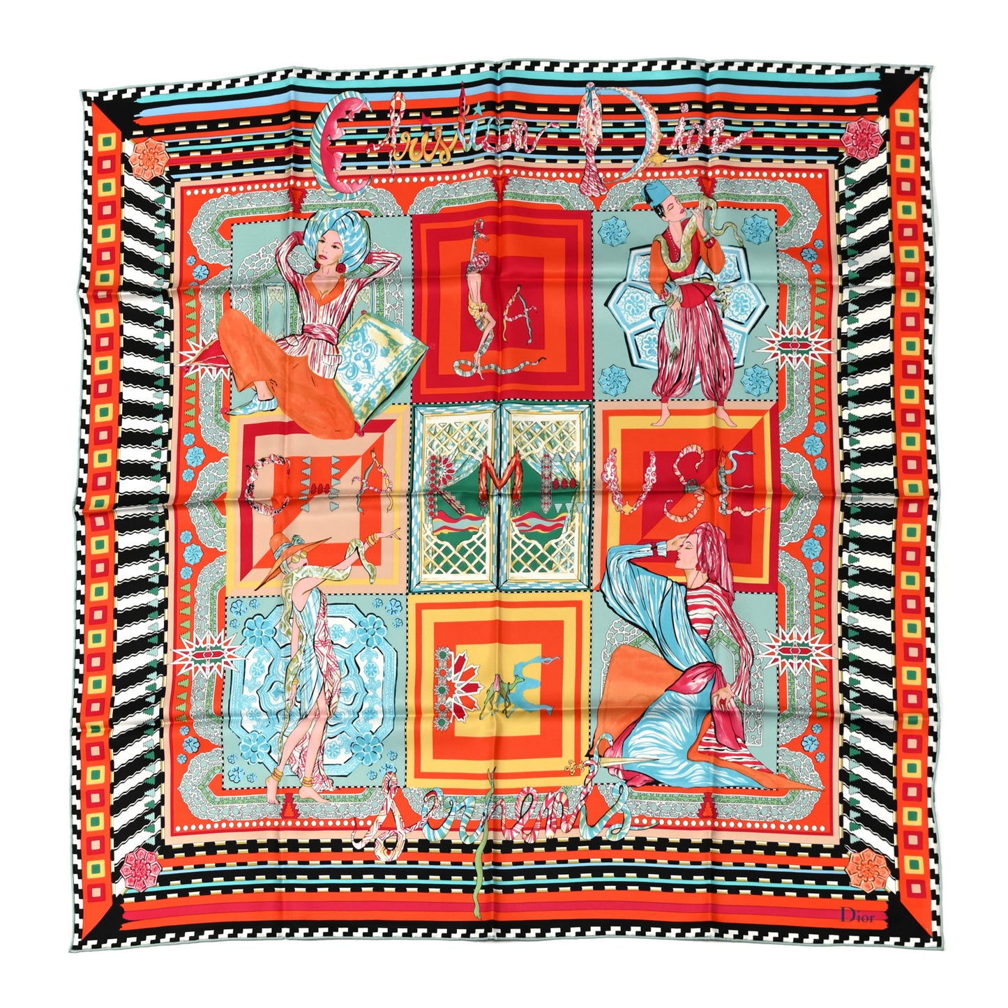 Silk Serpents Print Scarf Multicolor