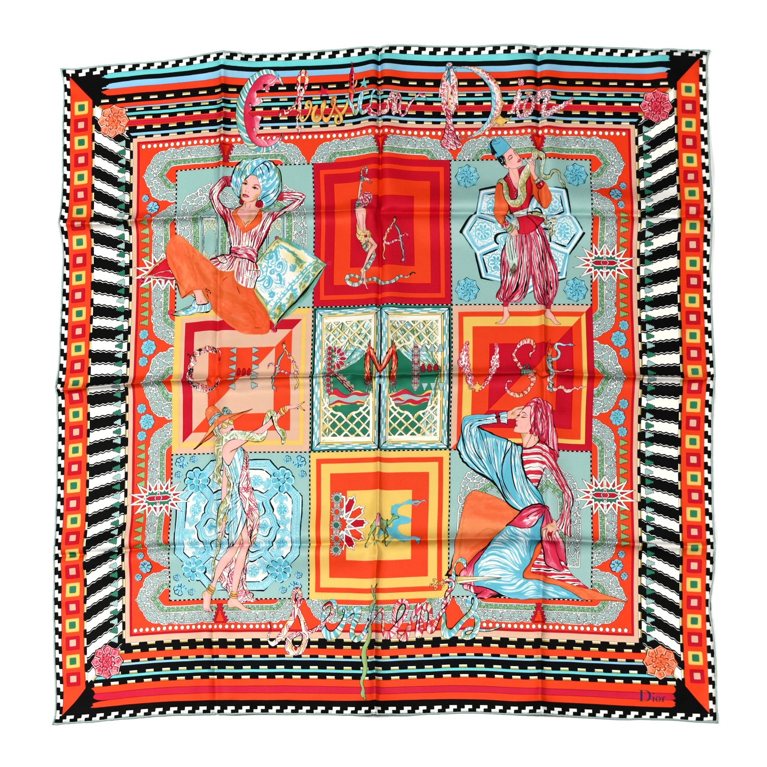 Christian Dior Silk Serpents Print Scarf Multicolor 1 of 5