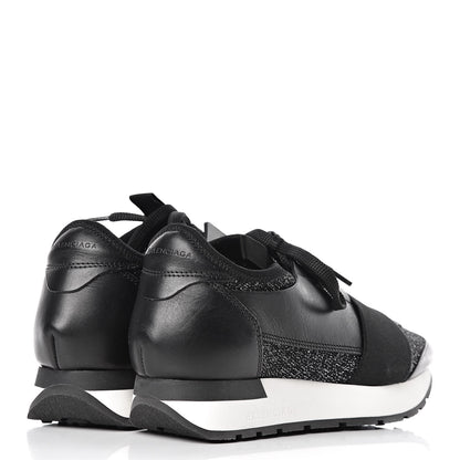 Balenciaga Mesh Lurex Calfskin Womens Race Runner Sneakers 35 Black 4 of 8