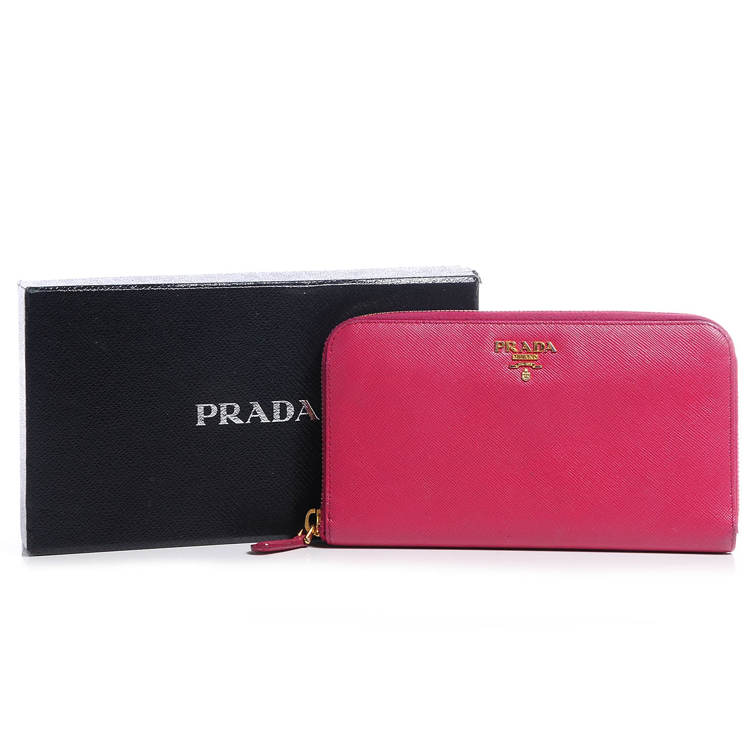 Prada Saffiano Metal Zip Around Wallet Ibisco 8 of 8