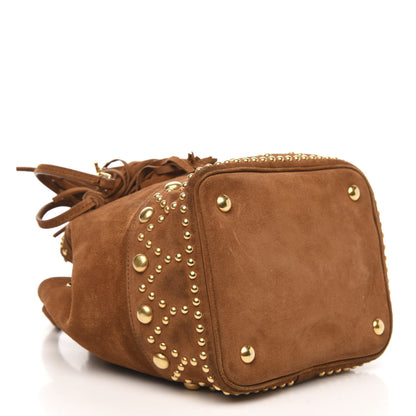 Saint Laurent Suede Small Y Studs Bucket Bag Light Ocre 4 of 11