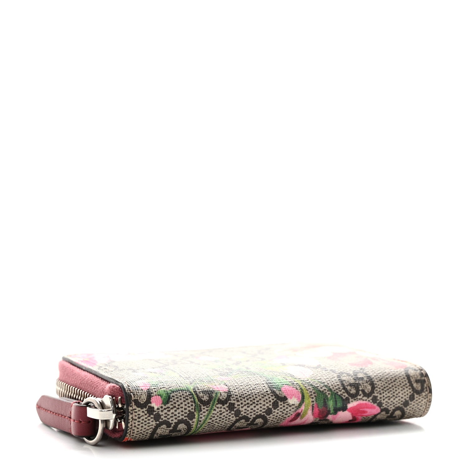 Gucci GG Supreme Monogram Blooms Zip Around Card Case Wallet Beige Multicolor Dry Rose 4 of 8