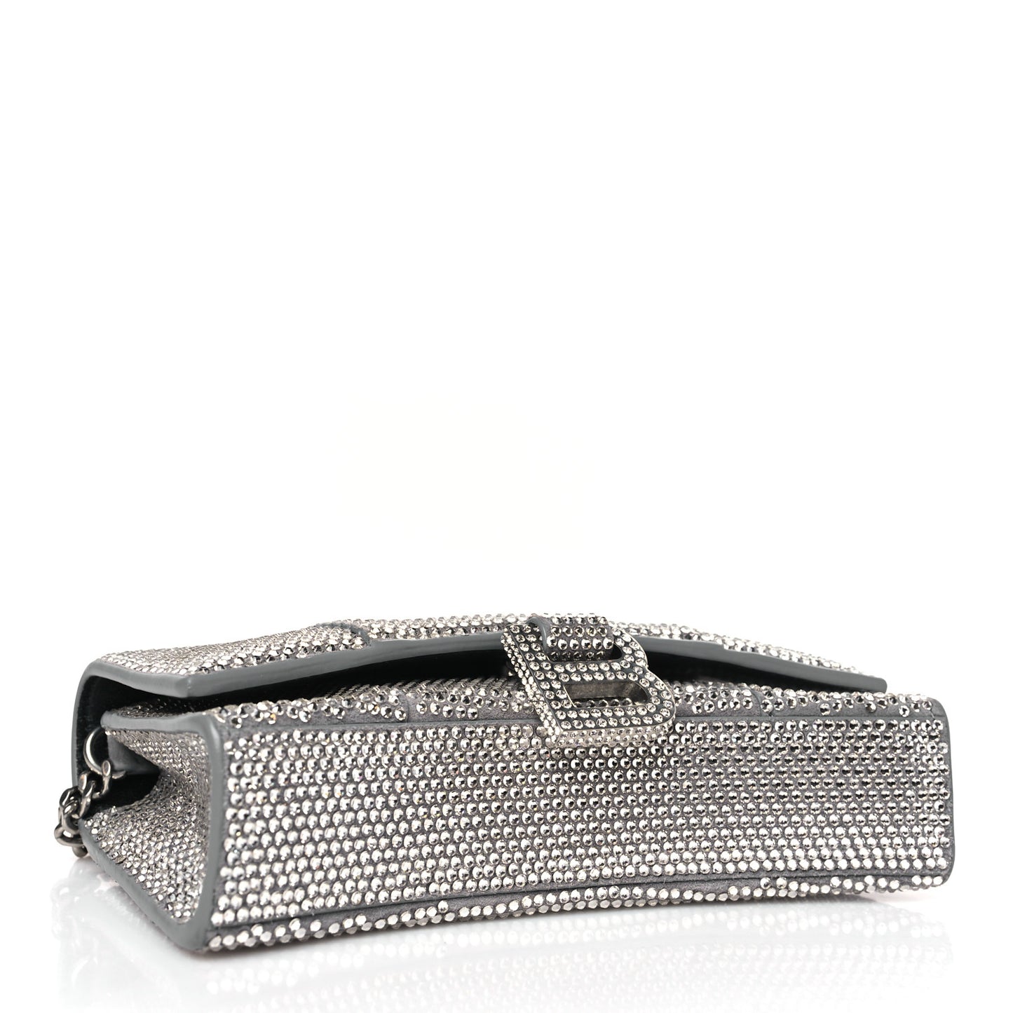 Strass Suede Hourglass Chain Bag Smoke Grey Crystal