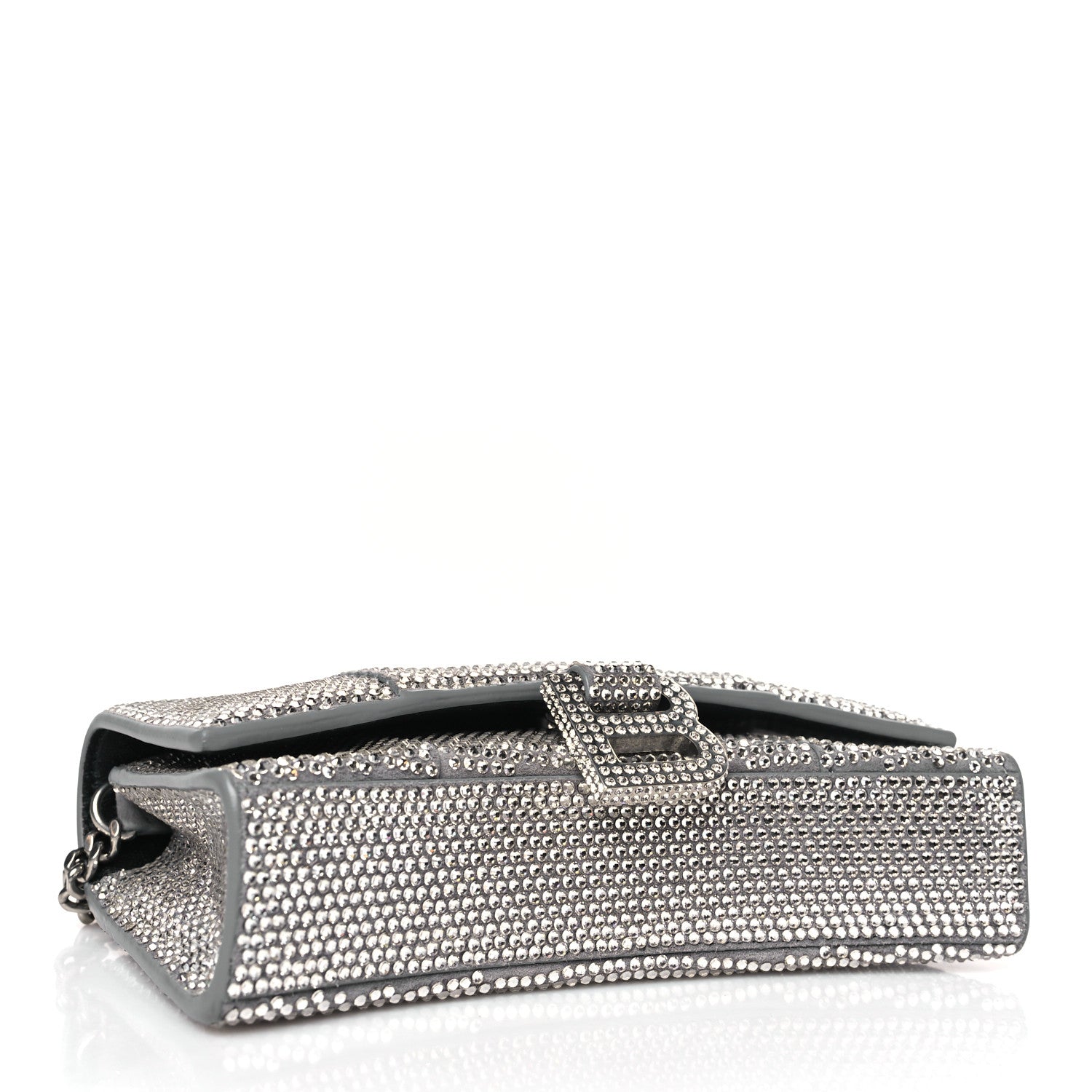 Balenciaga Strass Suede Hourglass Chain Bag Smoke Grey Crystal 4 of 8