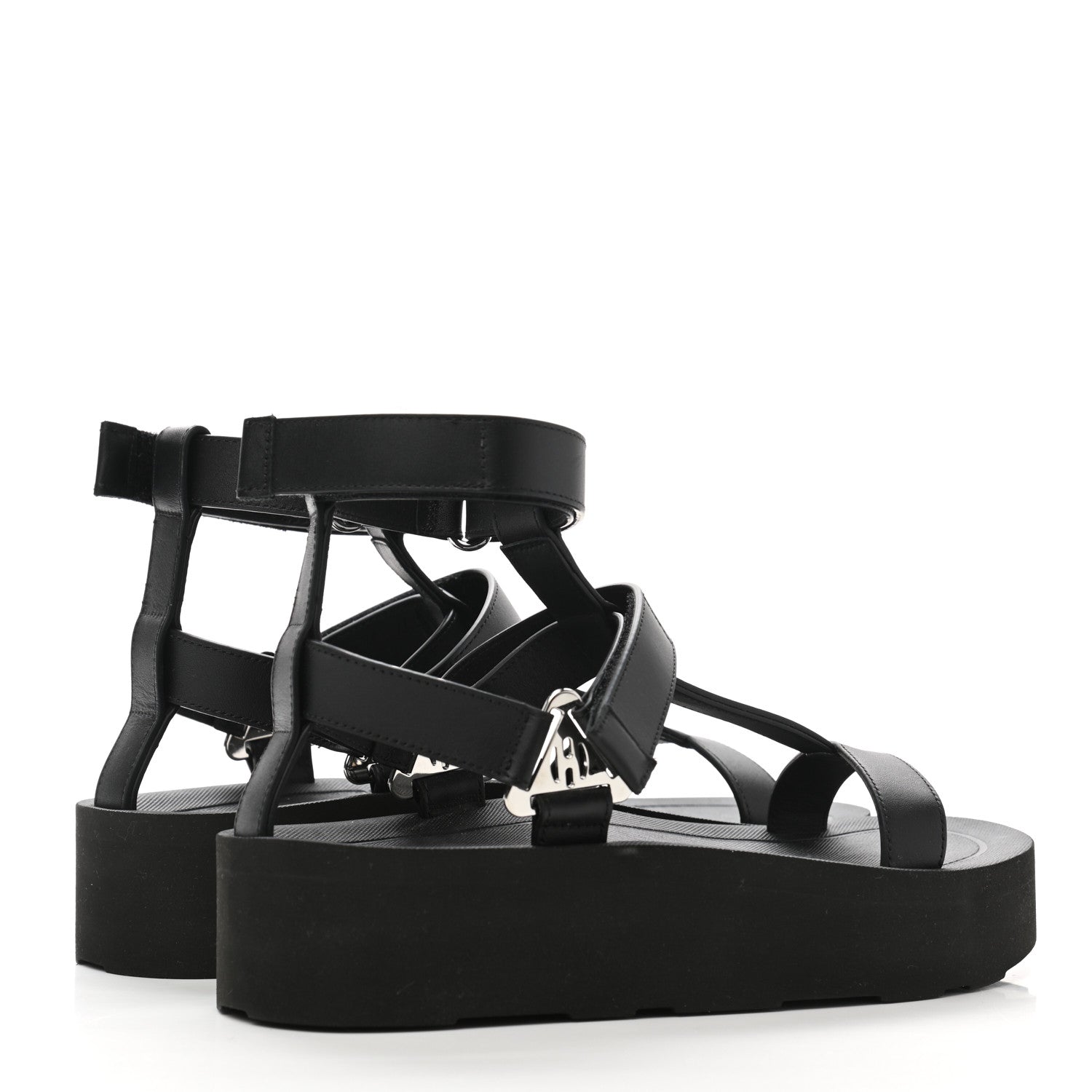 Hermes Calfskin Womens Enid Sandals 36 Black 4 of 10