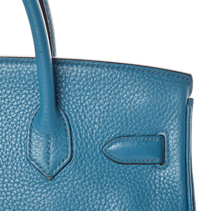 Hermes Taurillon Clemence Birkin 30 Bleu Izmir 34 of 34
