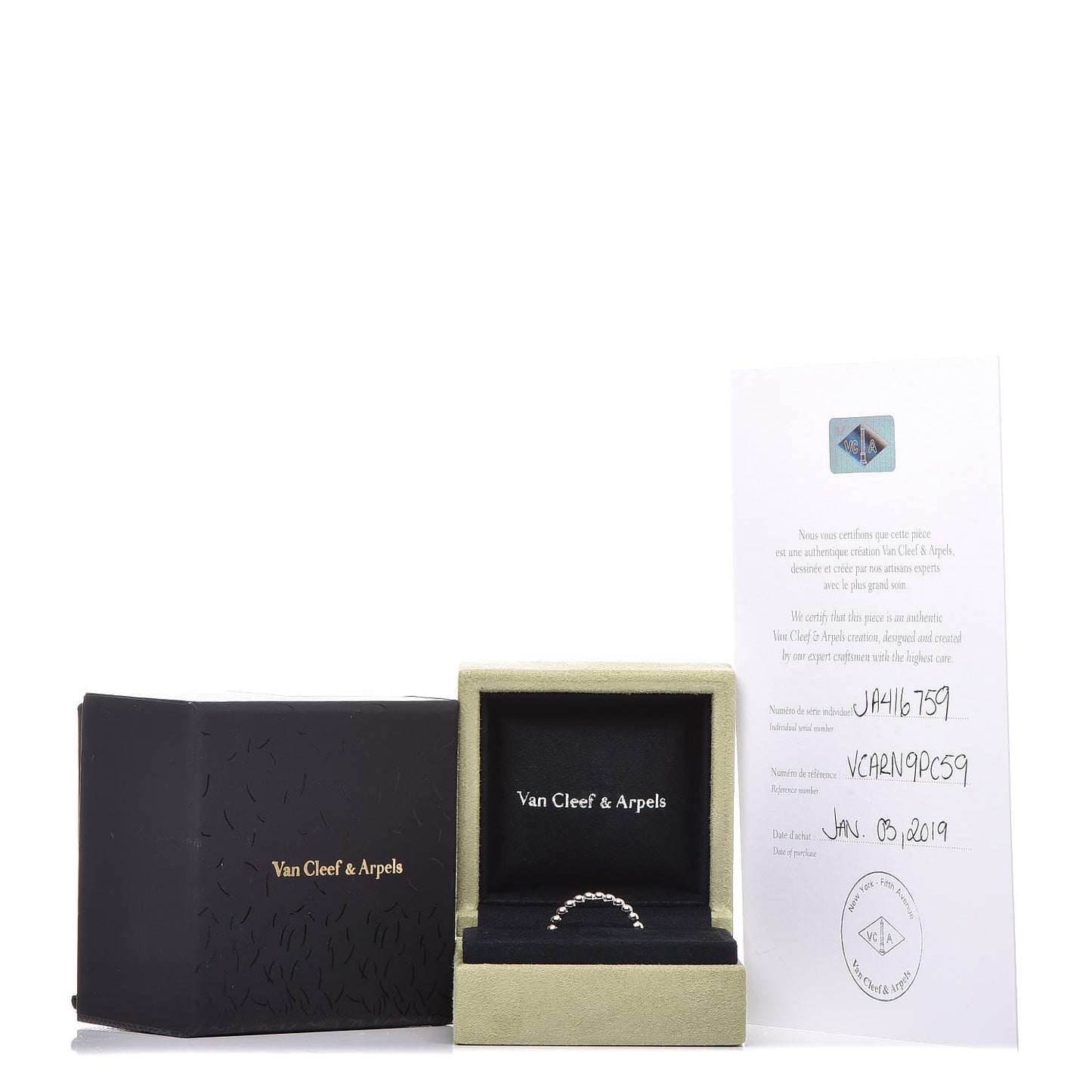 18K White Gold Medium Perlee Ring 59 8.75