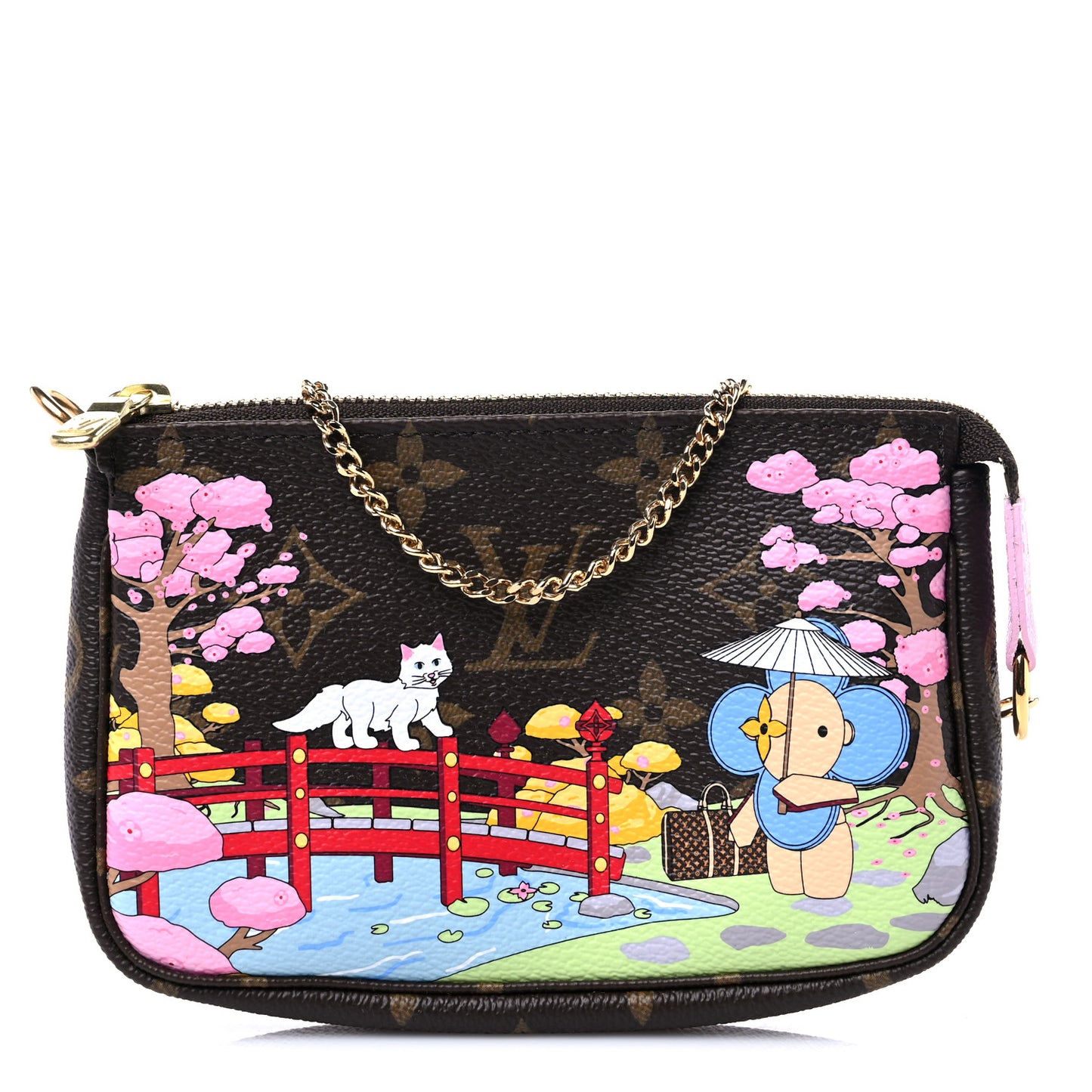 Monogram 2021 Christmas Animation Japanese Garden Mini Pochette Accessories Wisteria Pink