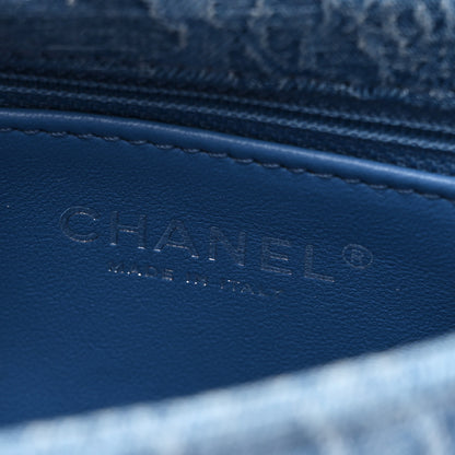 Chanel Denim Quilted Camellia Sweetheart Mini Flap Blue 6 of 11