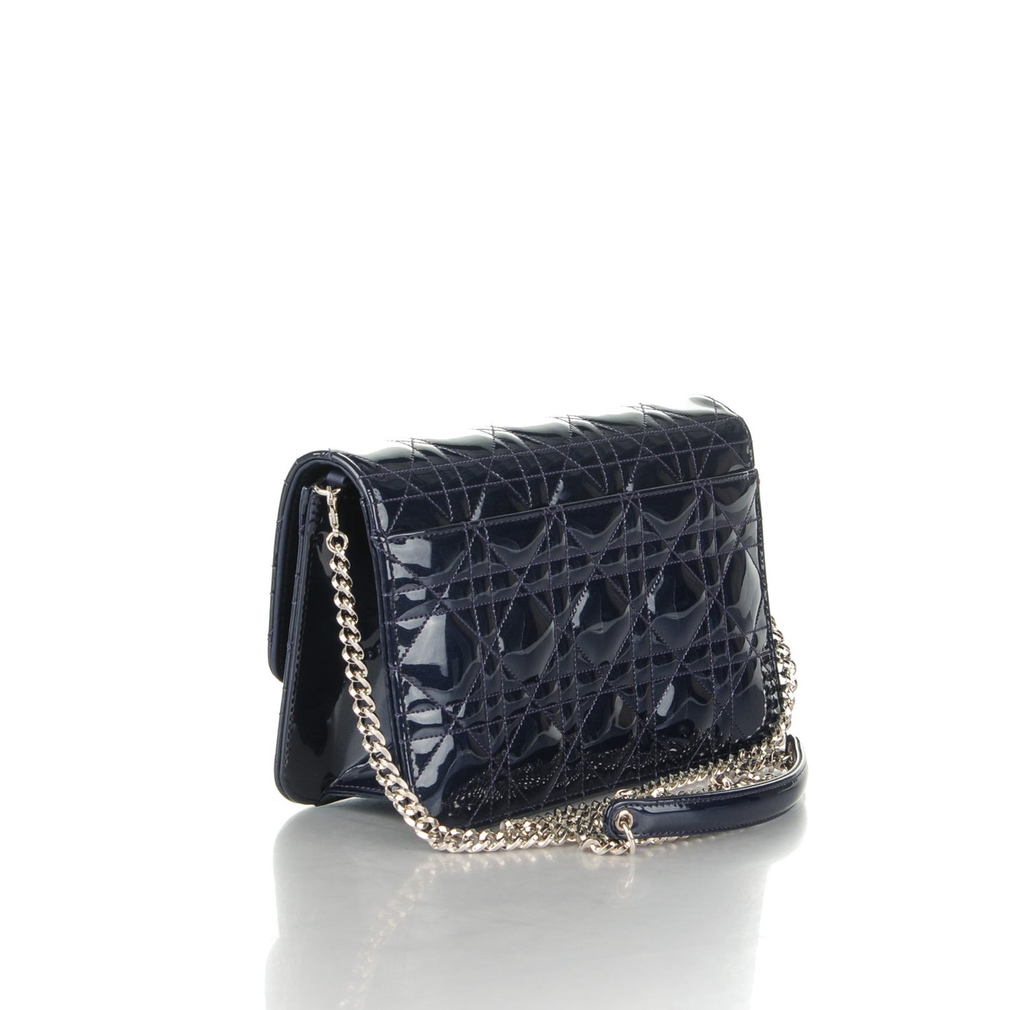 Patent Cannage Large Miss Dior Promenade Pouch Midnight Blue