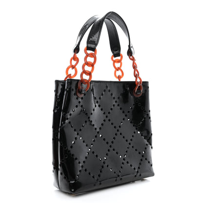 Chanel Patent Perforated Bekko Chain Tote Black 3 of 12
