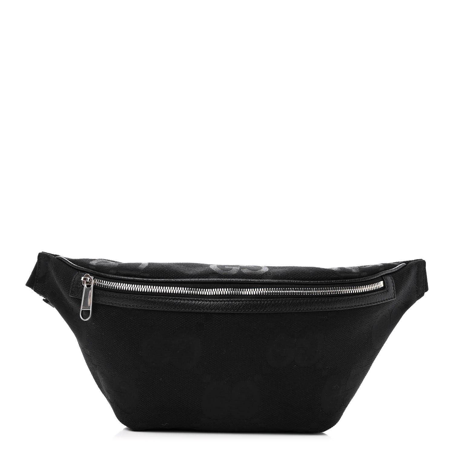 Gucci Monogram Jumbo GG Textured Dollar Calfskin Web Belt Bag Black 1 of 10