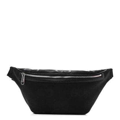 Gucci Monogram Jumbo GG Textured Dollar Calfskin Web Belt Bag Black 1 of 10