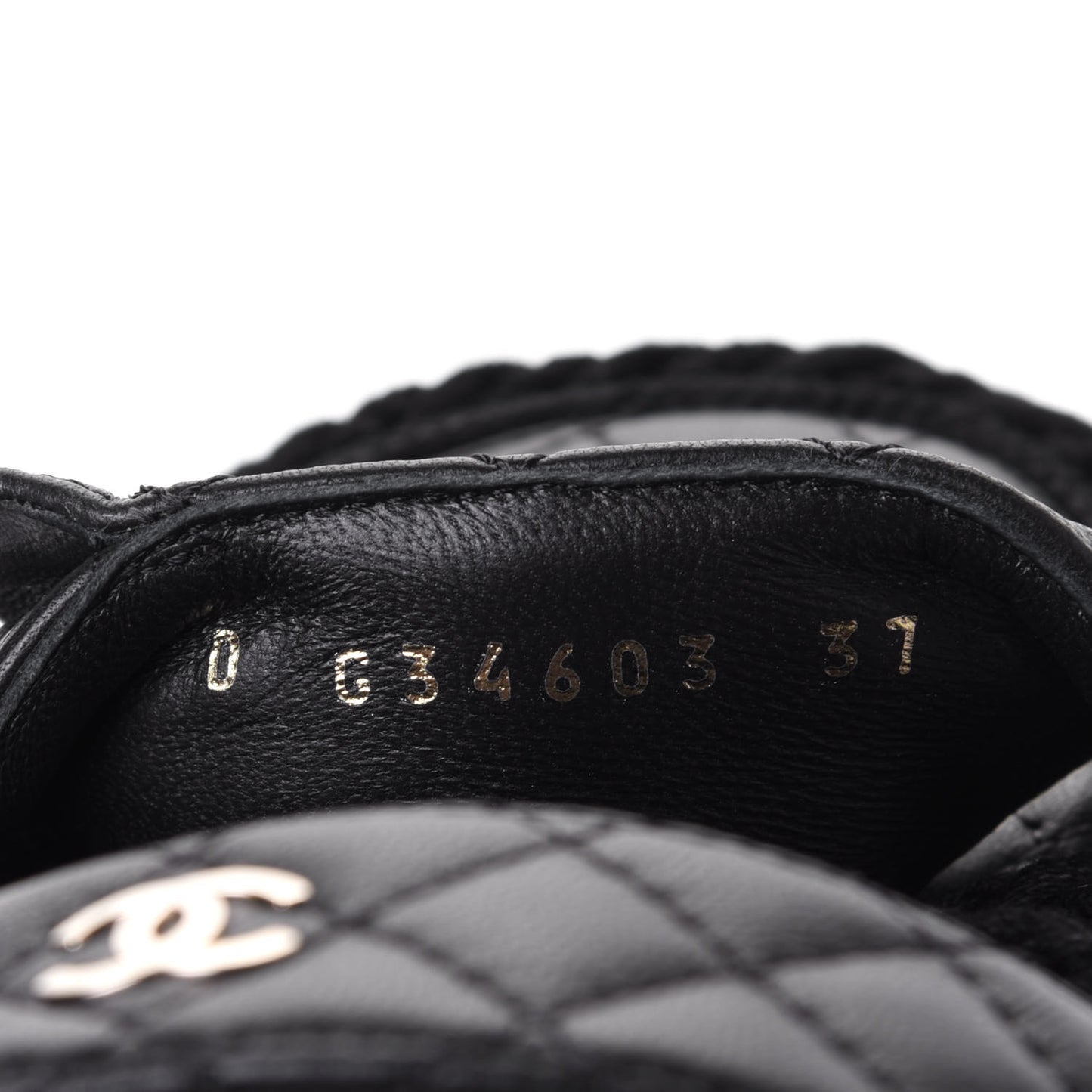 Cord Lambskin Quilted Logo Mules 37 Black