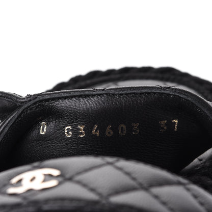 Chanel Cord Lambskin Quilted Logo Mules 37 Black 9 of 10