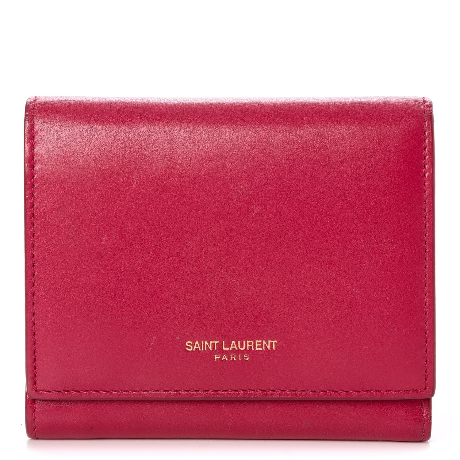 Saint Laurent Calfskin Trifold Wallet Pink 1 of 15