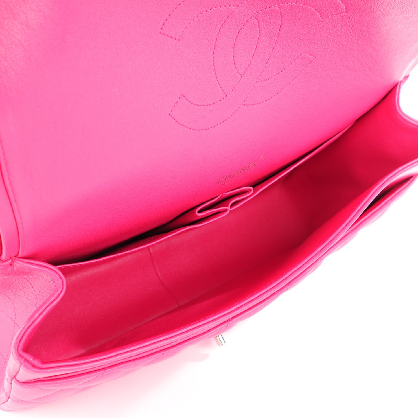 Lambskin Quilted Maxi Double Flap Fuchsia
