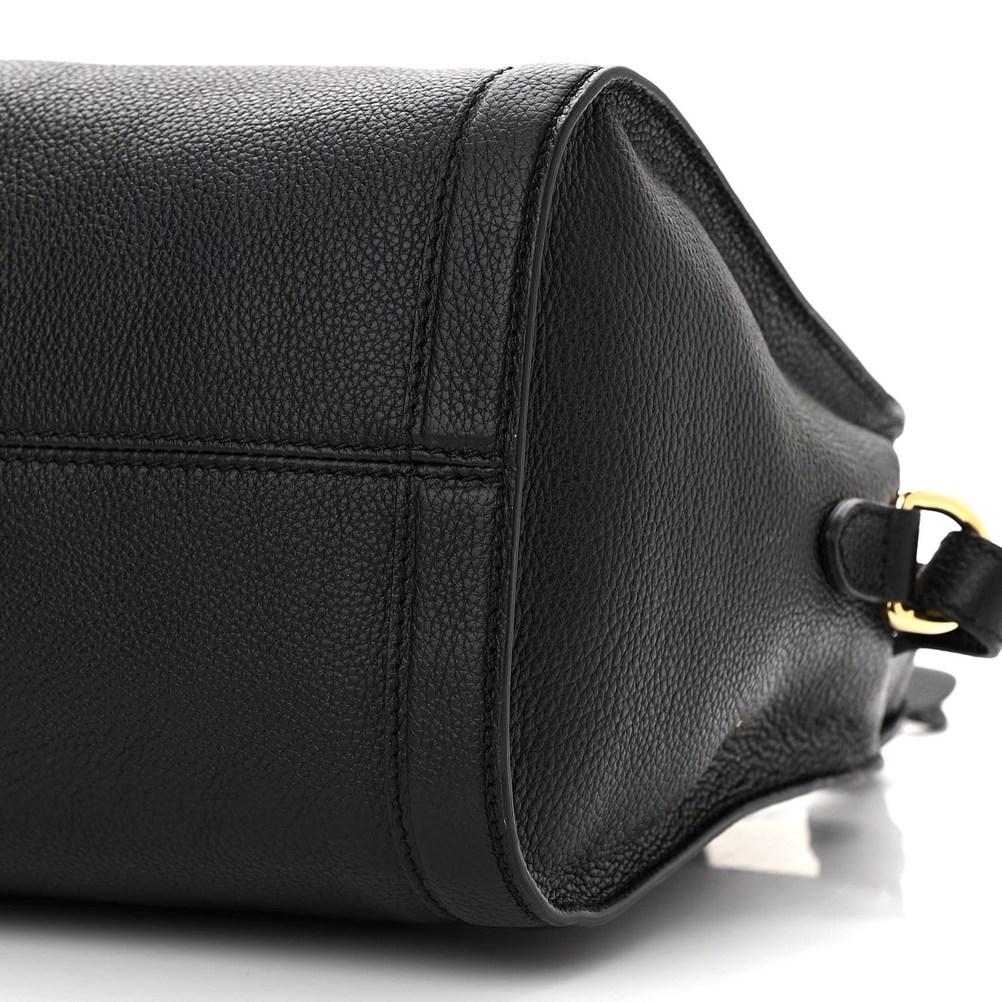 Pebbled Calfskin Small Skull Padlock Zip Around Tote Black