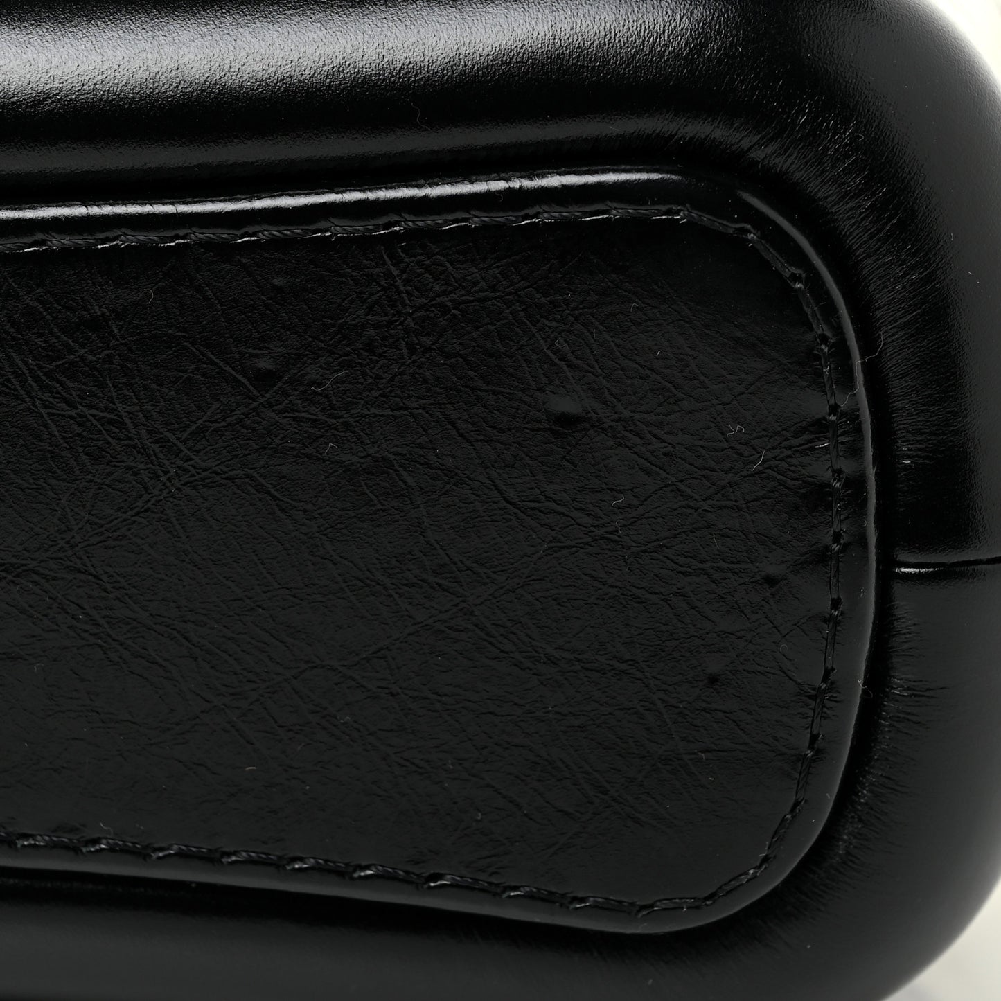 Aged Calfskin Quilted Small Gabrielle Hobo Black White