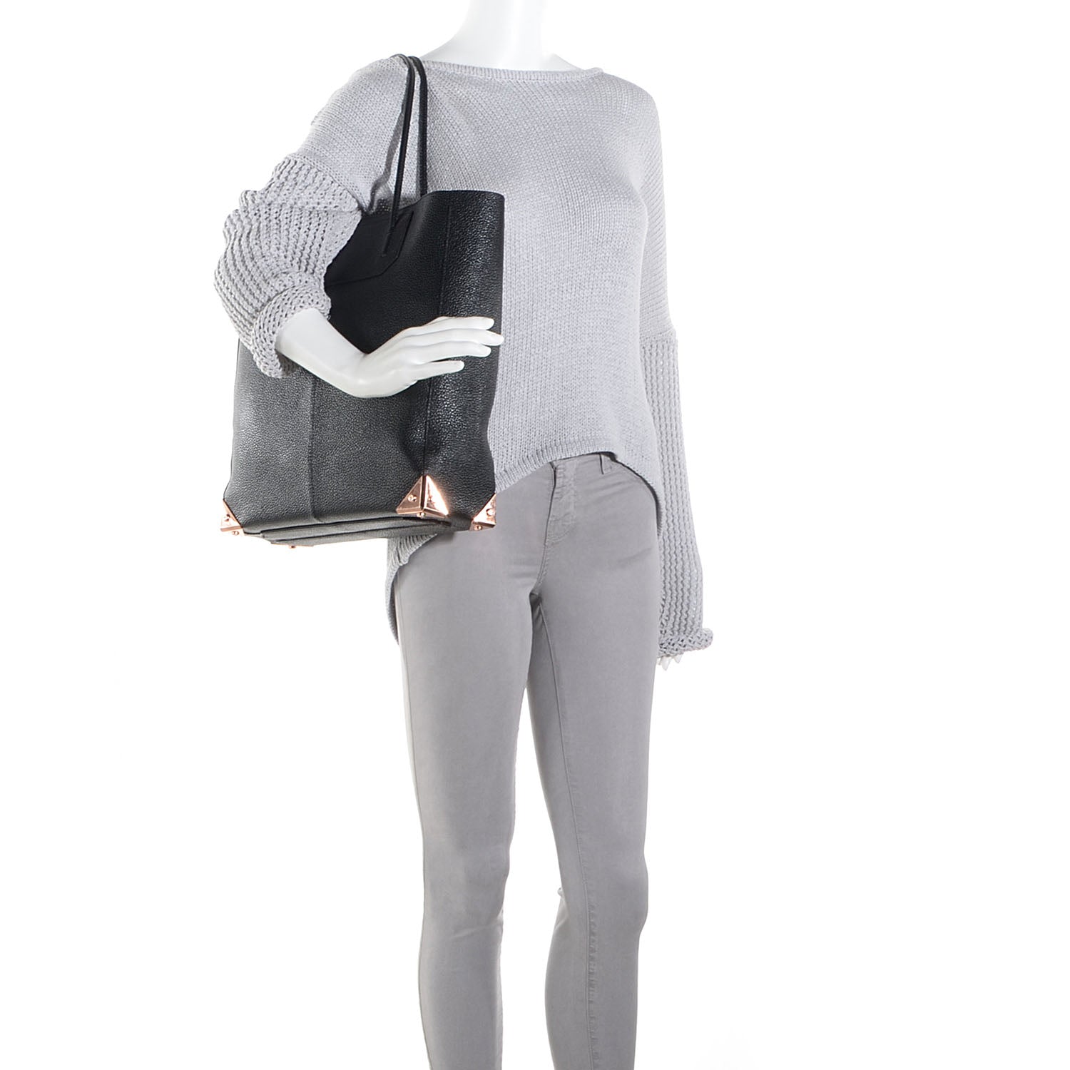 Alexander Wang Leather Prisma Skeletal Tote Black with Rose Gold Hardware 2 of 8