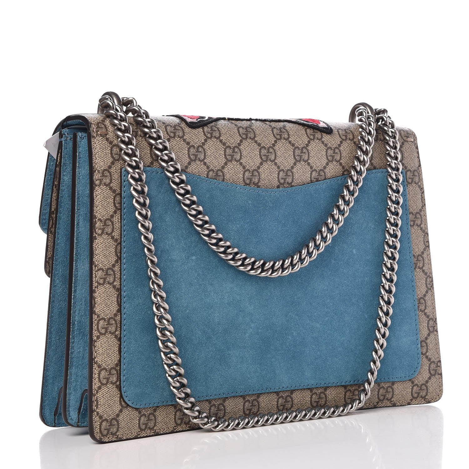 Gucci GG Supreme Monogram Angry Cat Embroidered Medium Dionysus Shoulder Bag Beige Ultramarine 4 of 9
