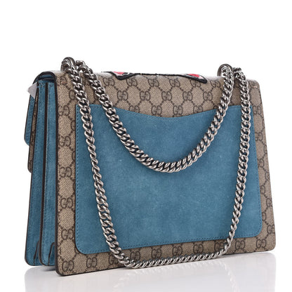 Gucci GG Supreme Monogram Angry Cat Embroidered Medium Dionysus Shoulder Bag Beige Ultramarine 4 of 9