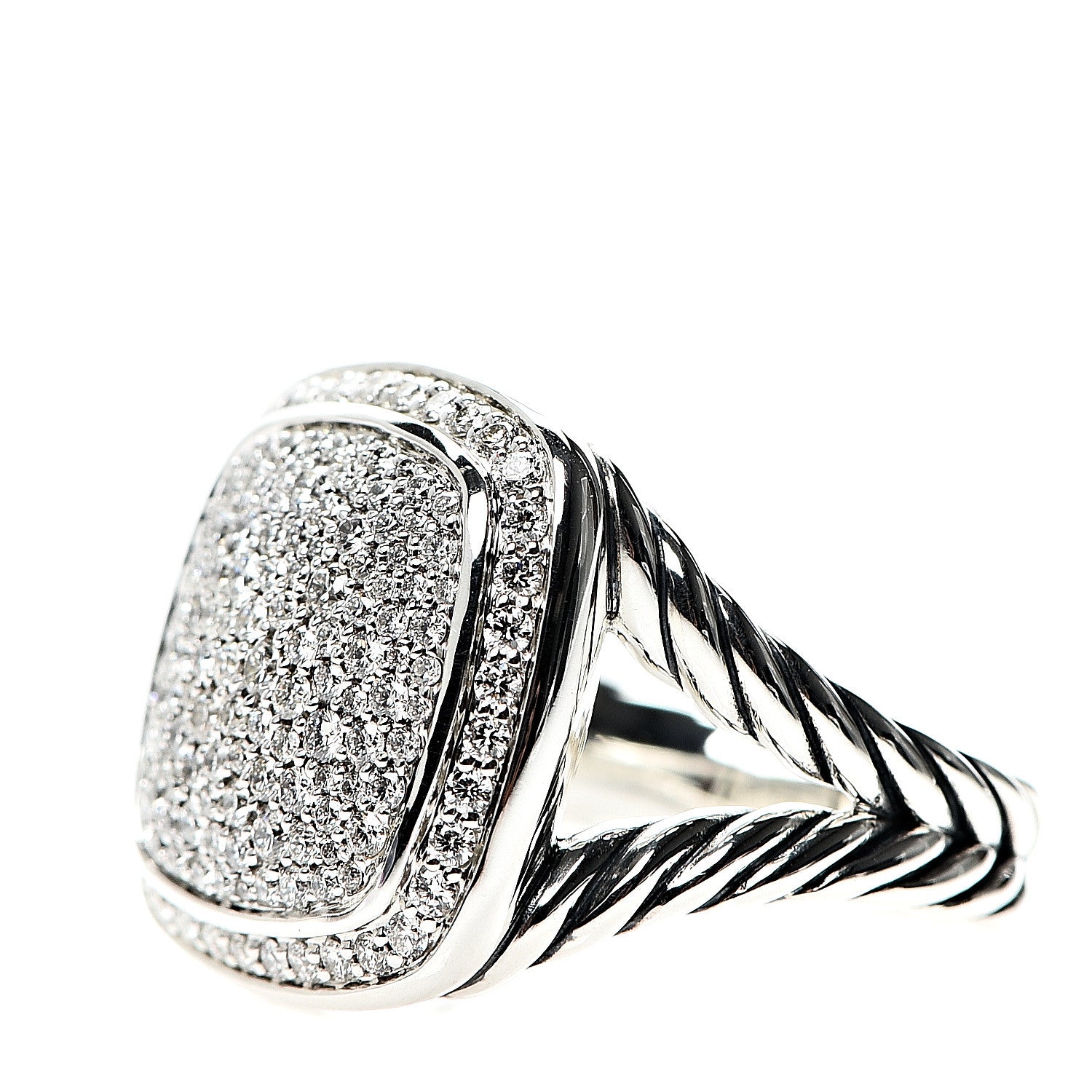 David Yurman Sterling Silver Diamond 14mm Albion Pave Ring 52 6 2 of 5