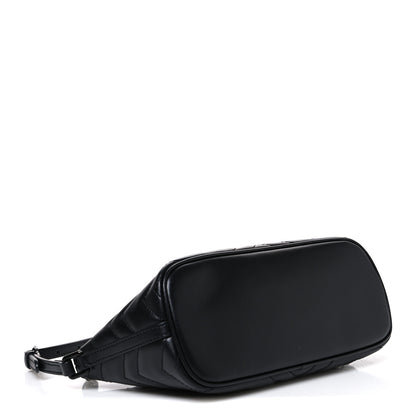 Gucci Calfskin Matelasse Chevron Monochrome GG Marmont Sling Shoulder Bag Black 4 of 10