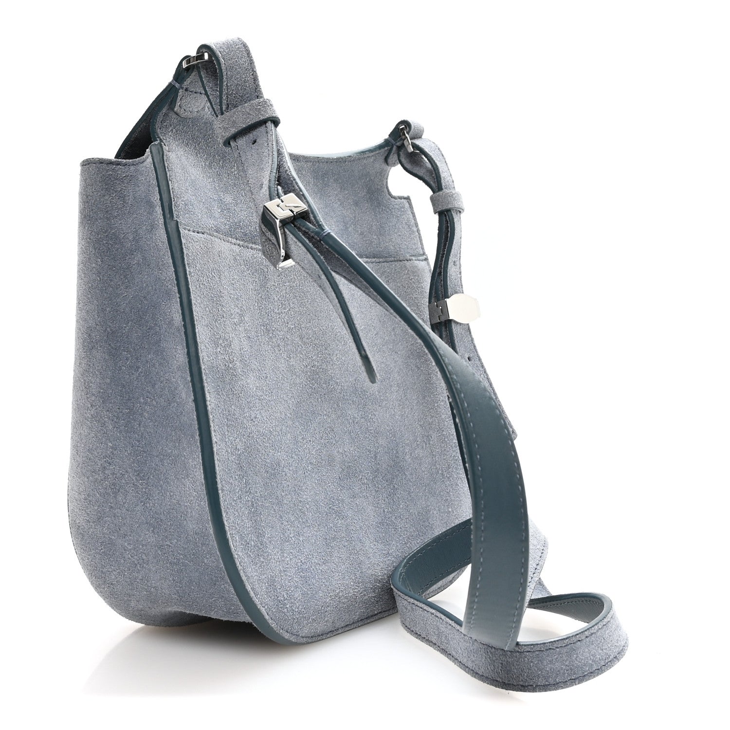 The Row Suede Hunting Bag 9 Topaz Blue 3 of 9